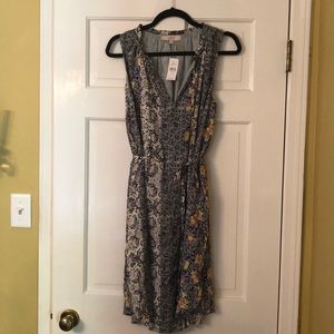 NWT Floral Tie Waist LOFT Sleeveless Dress
